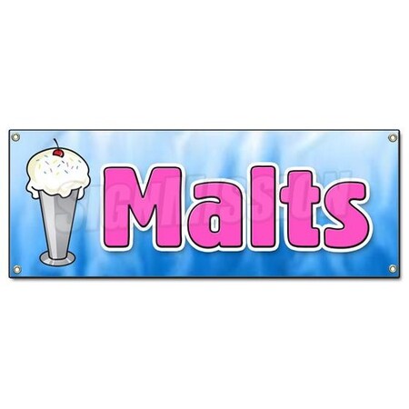 Signmission MALTS BANNER SIGN malted milk malt shop 50s style milk shakes old-fashioned B-Malts